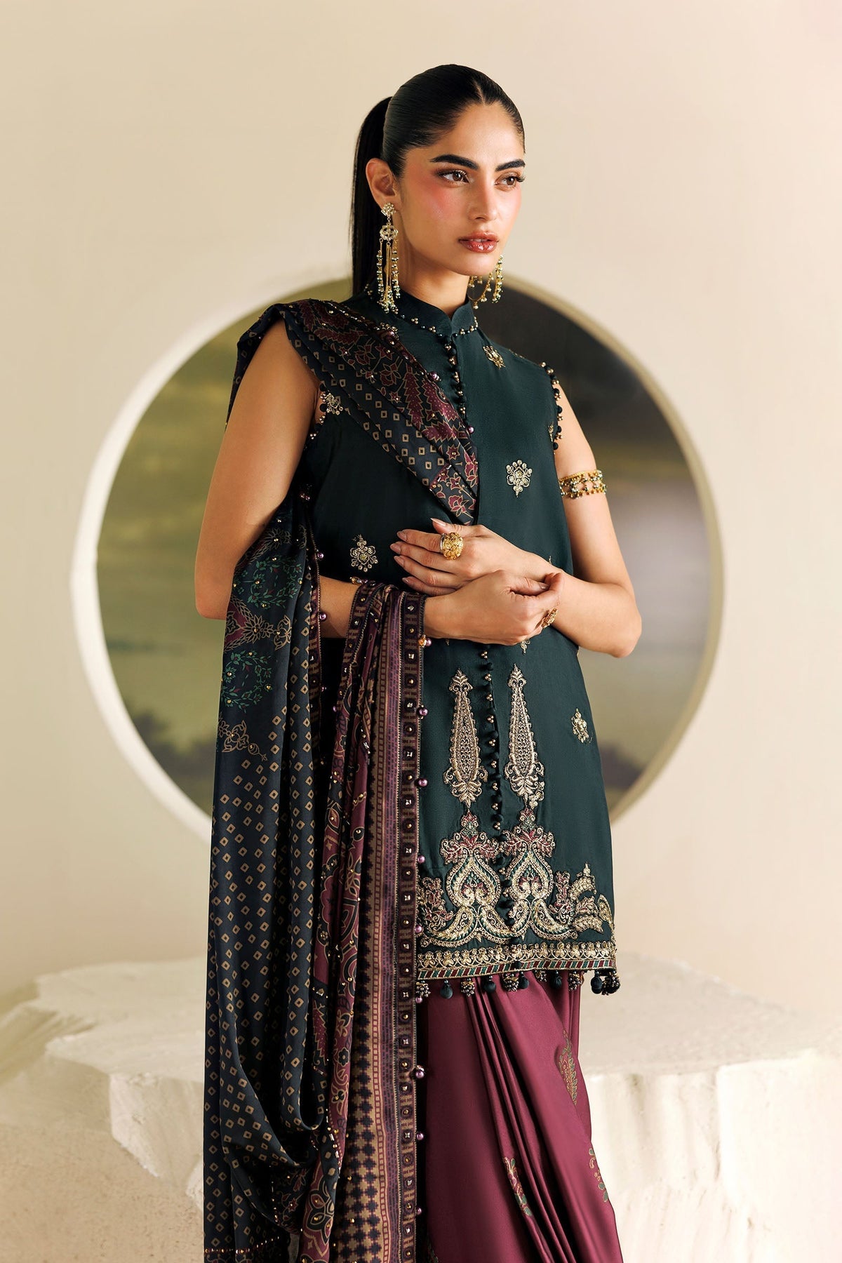 3 Piece Unstitched Embroidered Tusser Silk Suit