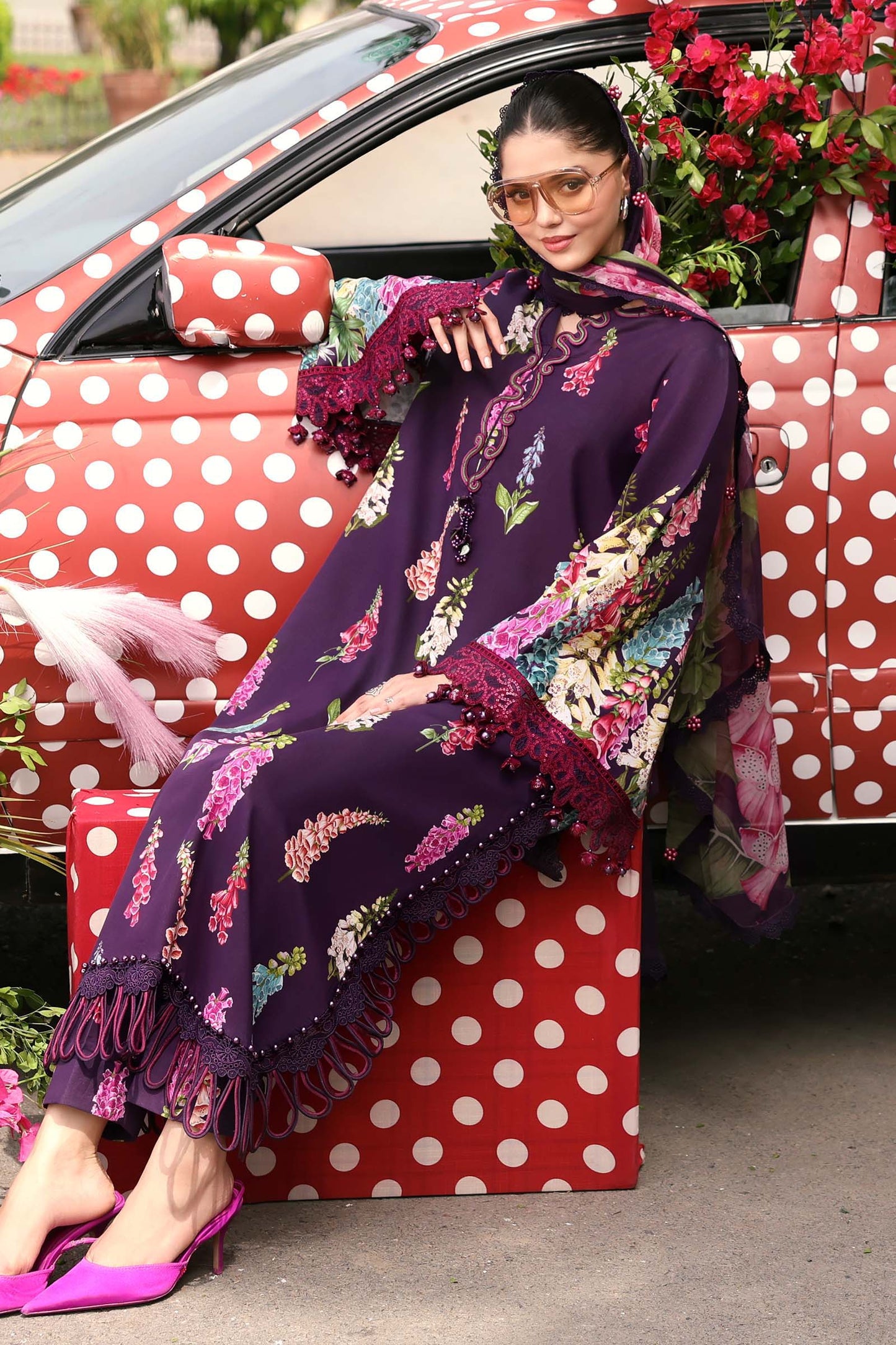 3 Piece Unstitched Embroidered Lawn Suit