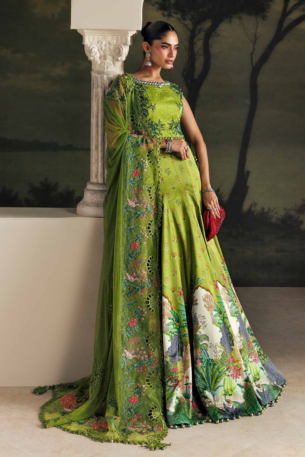 3 Piece Unstitched Embroidered Raw Silk Suit