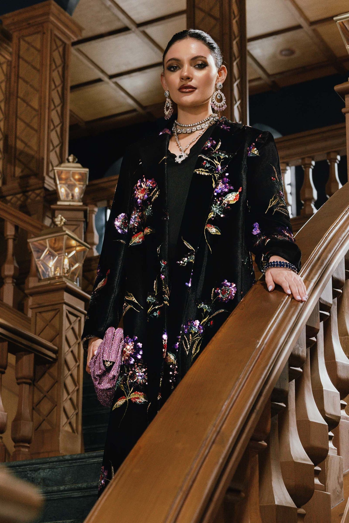 3 Piece Unstitched Embroidered Velvet Suit