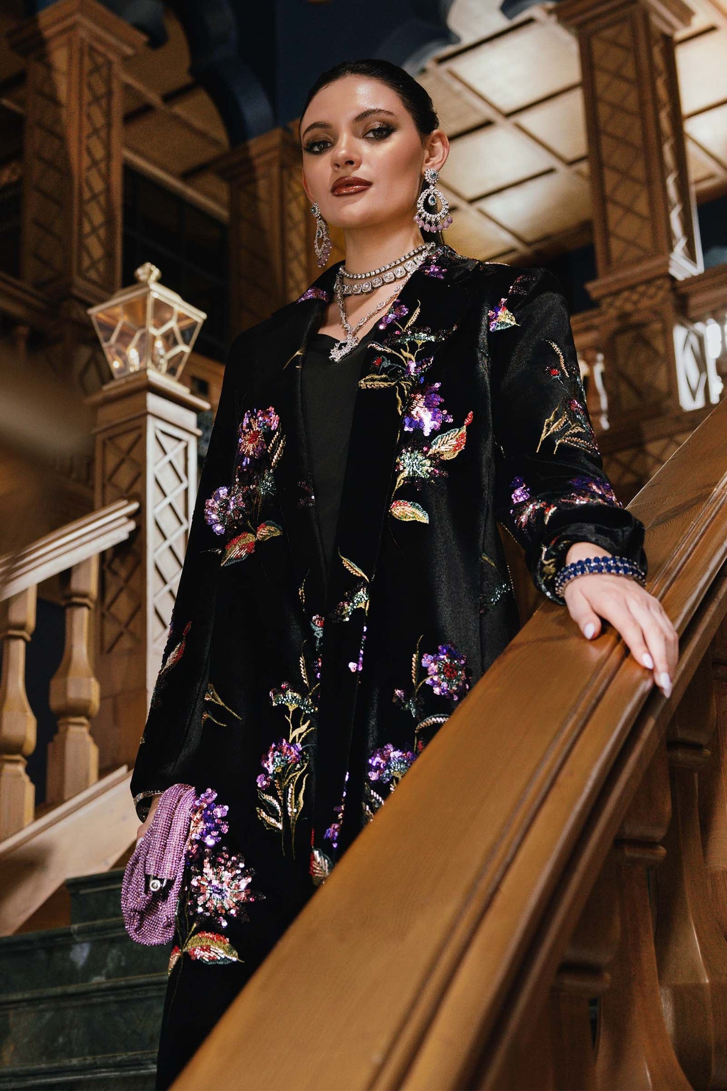 3 Piece Unstitched Embroidered Velvet Suit