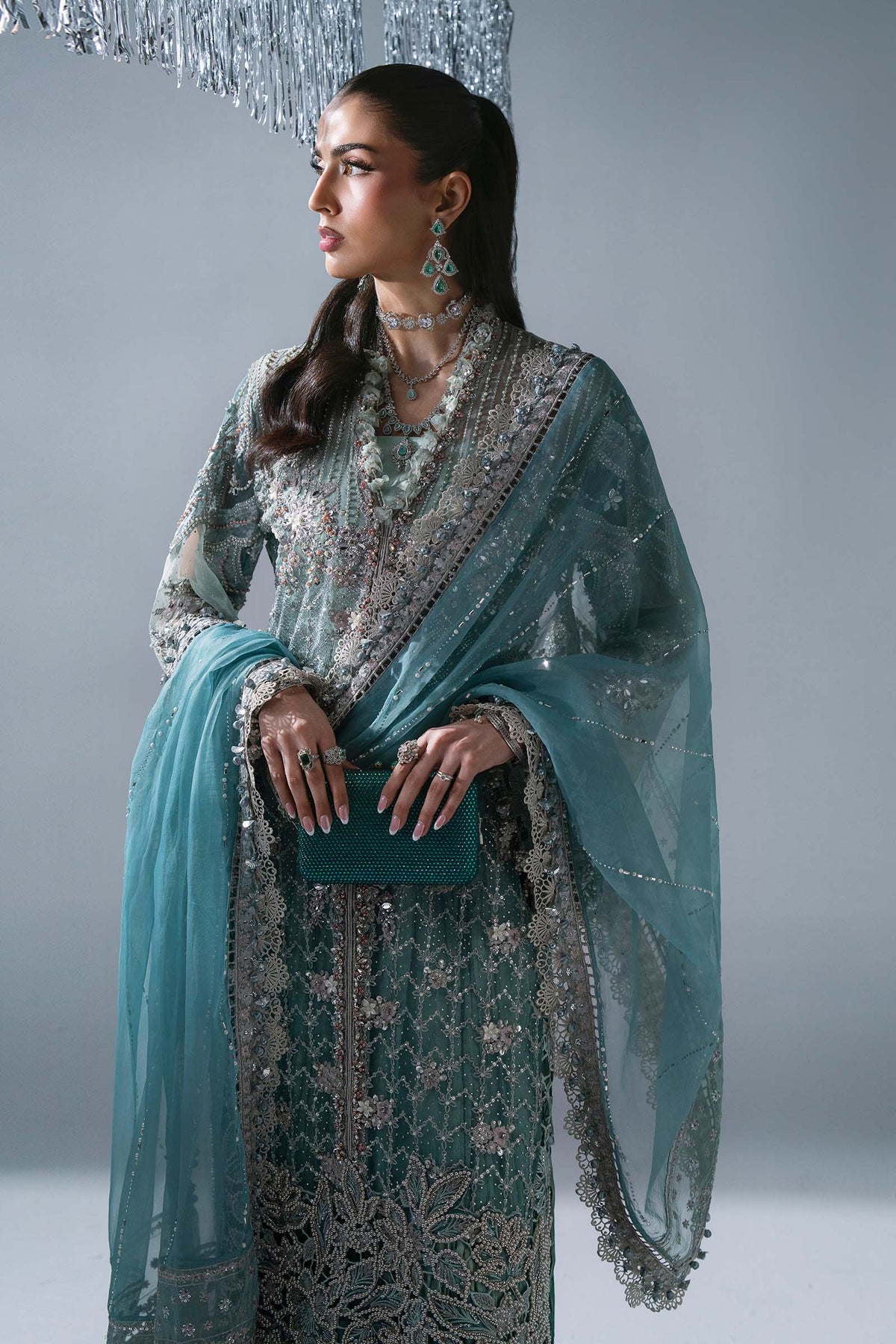 3 Piece Unstitched Embroidered Organza Suit
