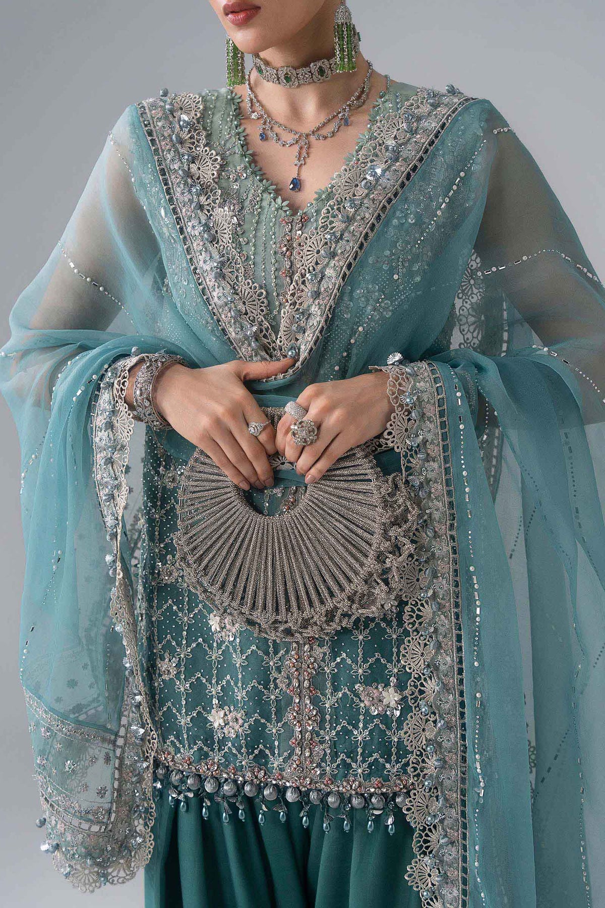 3 Piece Unstitched Embroidered Organza Suit