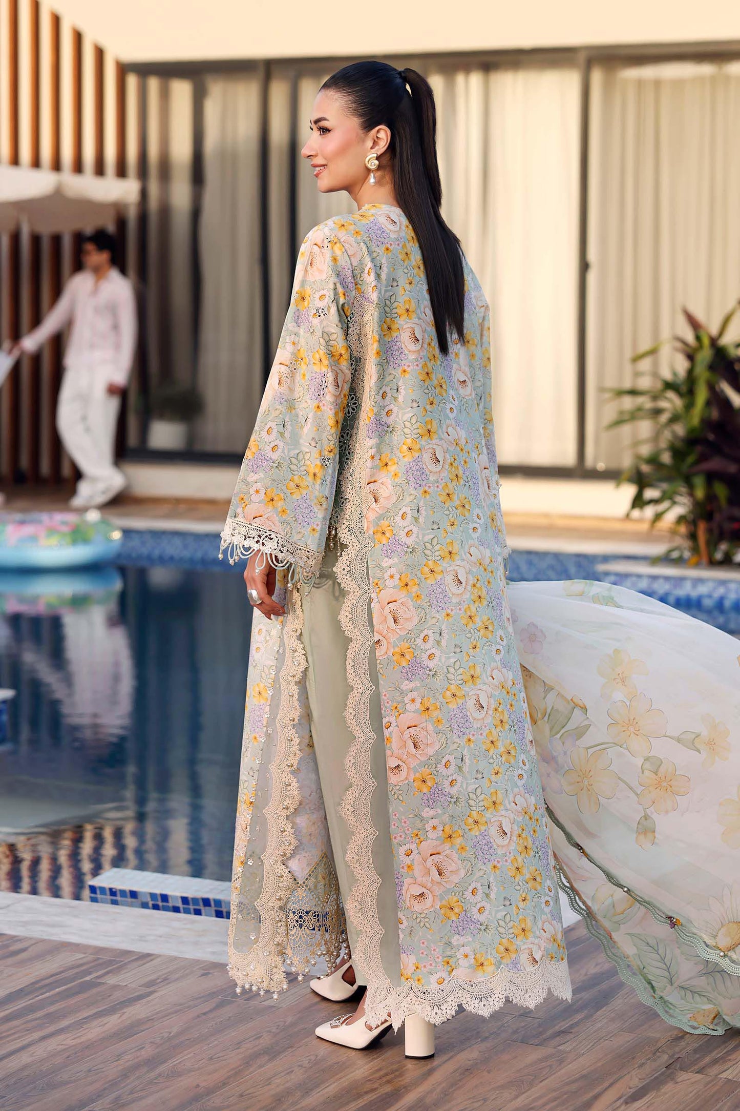 3 Piece Unstitched Embroidered Lawn Suit