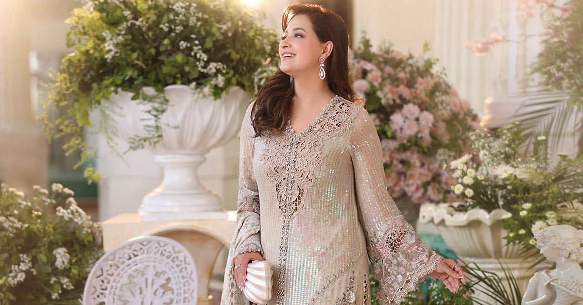 3 Piece Unstitched Embroidered Chiffon Suit