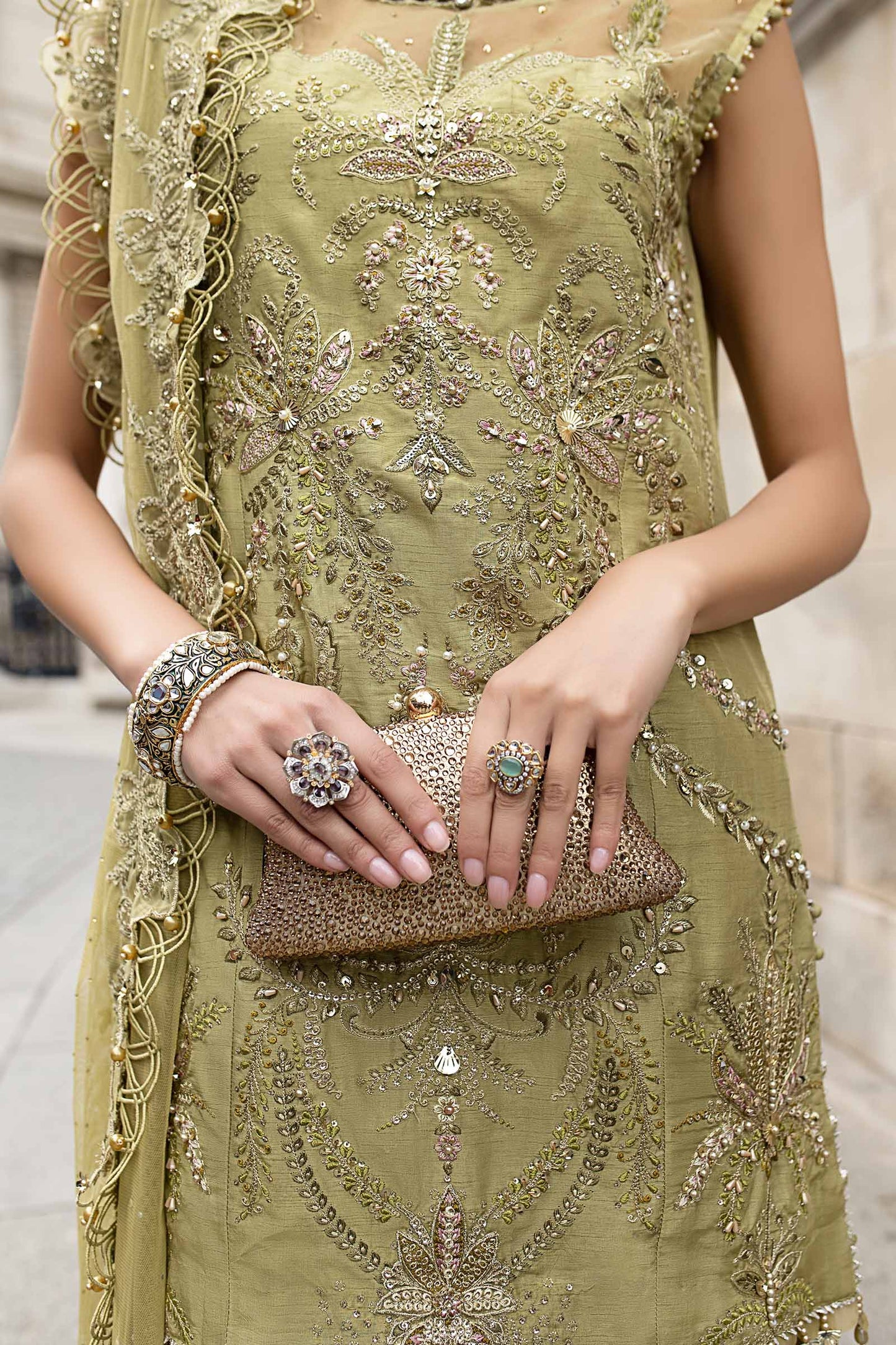 3 Piece Unstitched Embroidered Raw Silk Suit