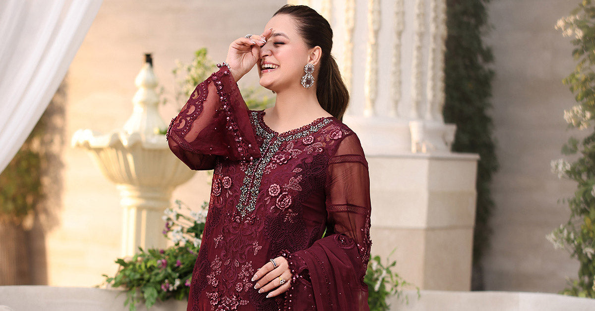 3 Piece Unstitched Embroidered Chiffon Suit