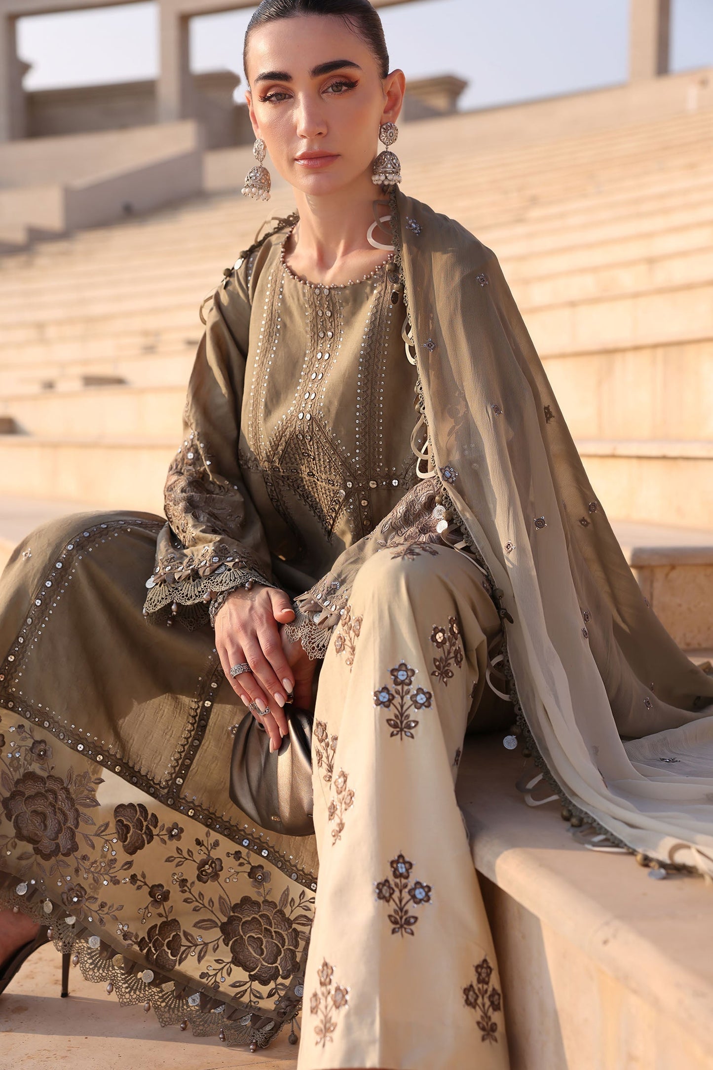 3 Piece Unstitched Embroidered Jacquard Lawn Suit