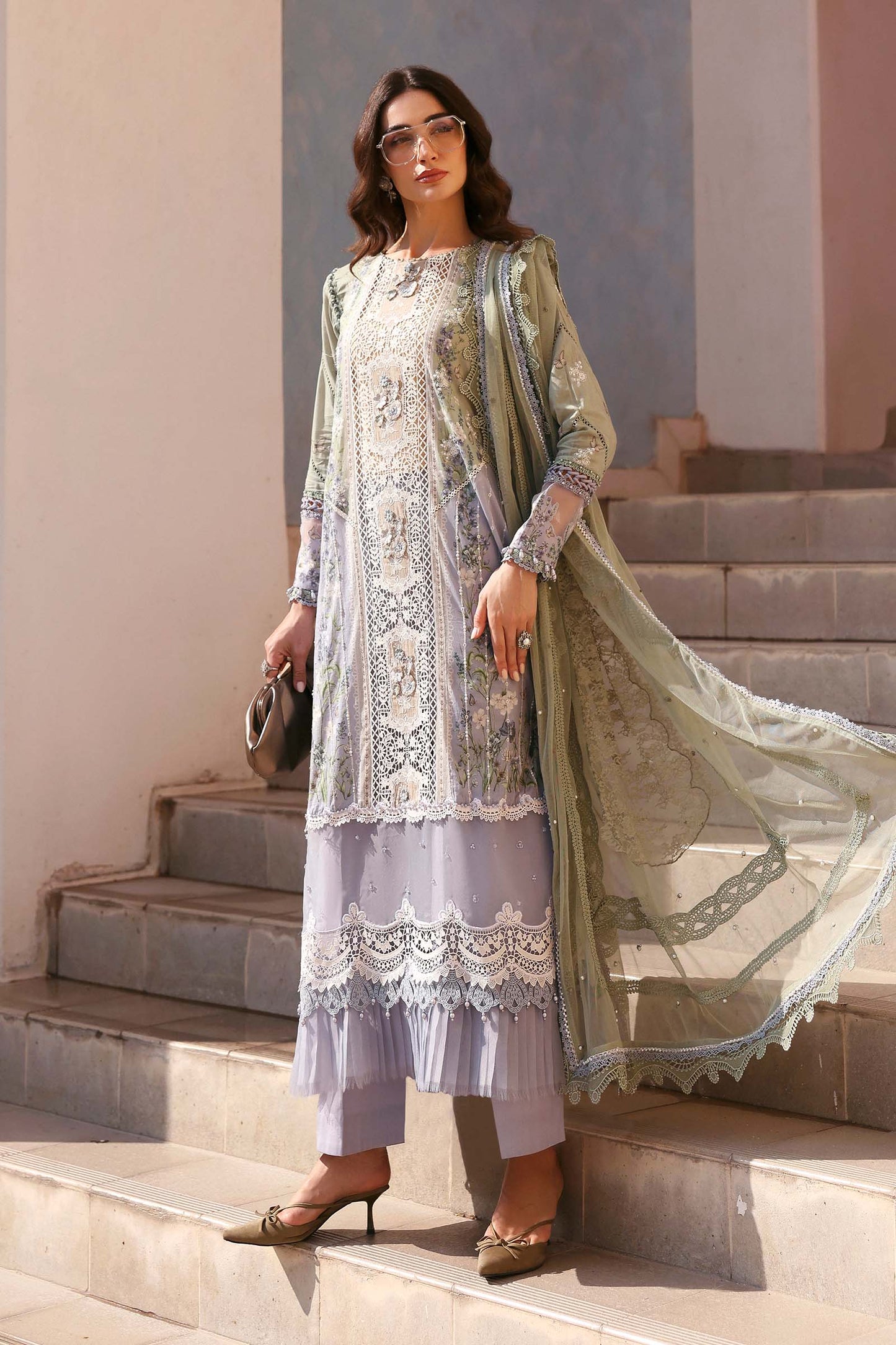 3 Piece Unstitched Embroidered Lawn Suit