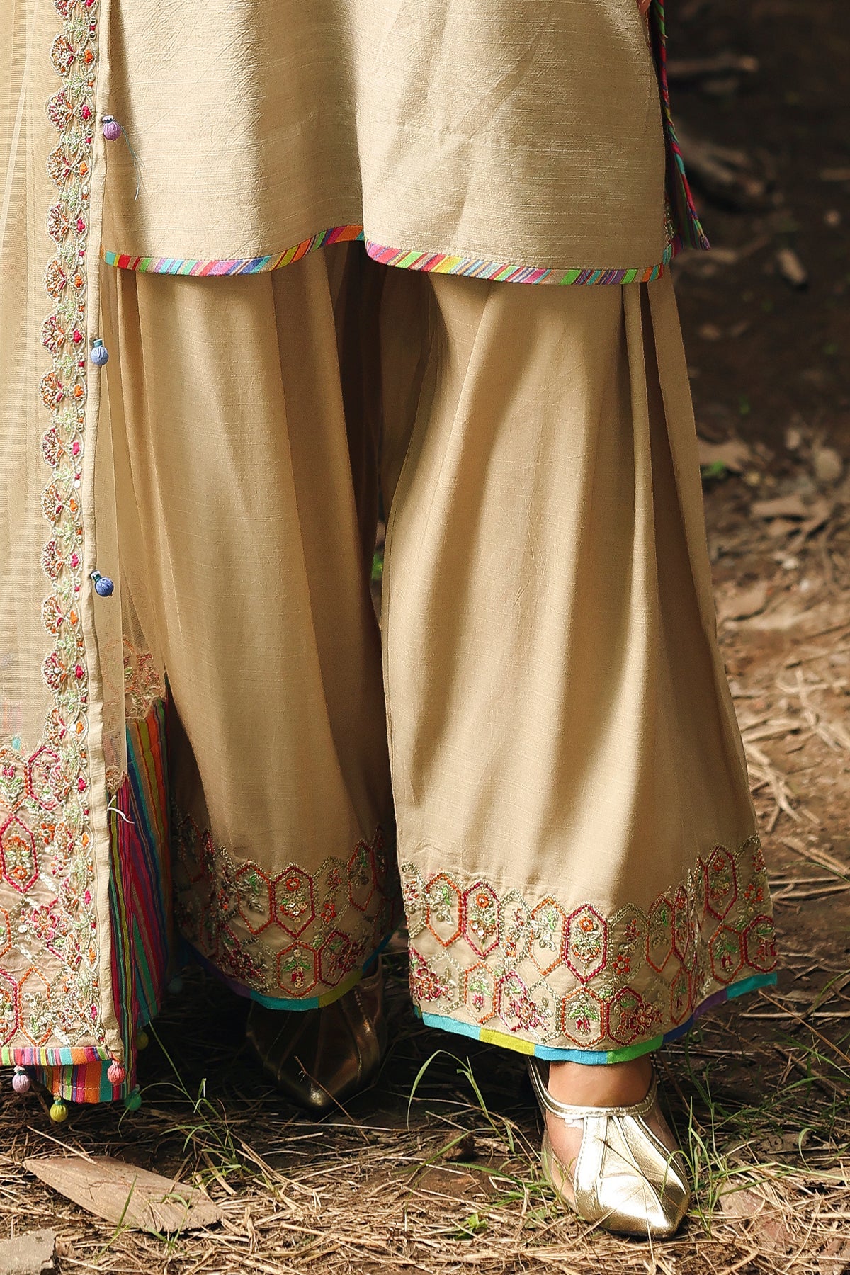 3-PC Raw-Silk Embroidered Suit CMA-5-091