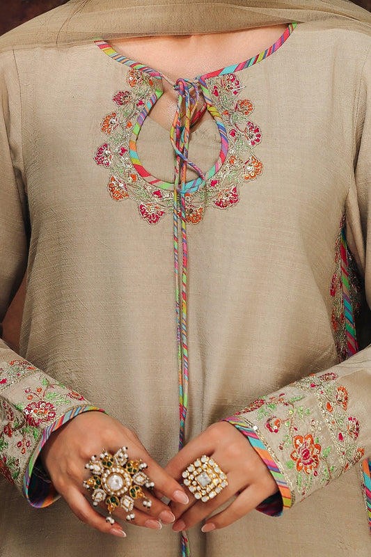 3-PC Raw-Silk Embroidered Suit CMA-5-091