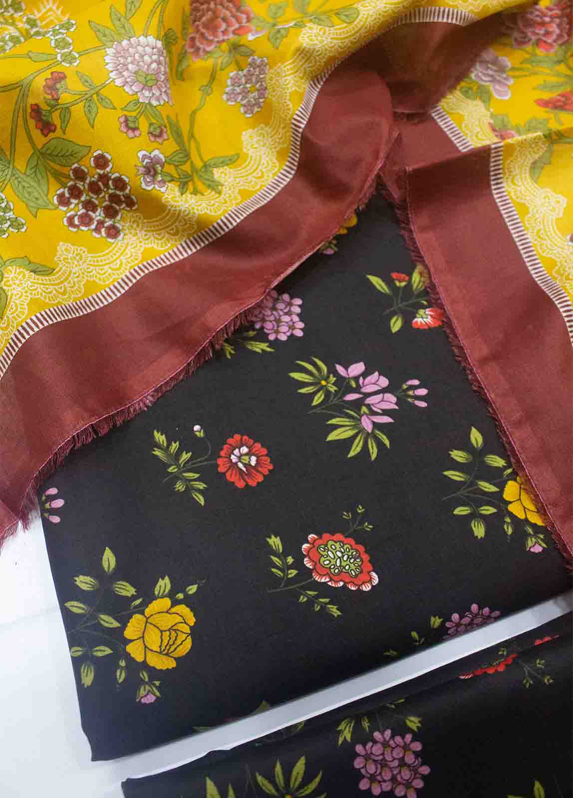 DP-0428- 3 Piece Cotton Printed UnStitched Suit