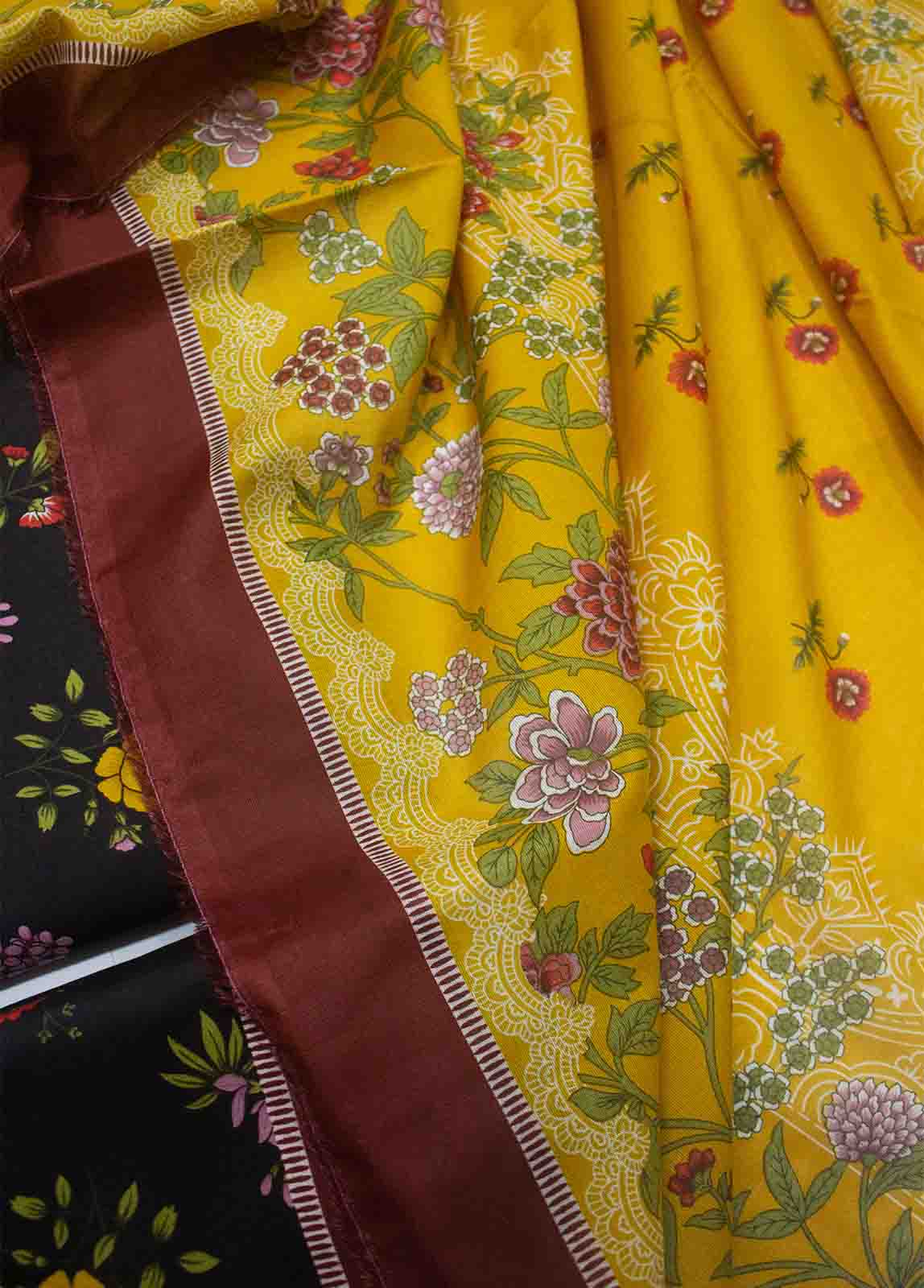 DP-0428- 3 Piece Cotton Printed UnStitched Suit