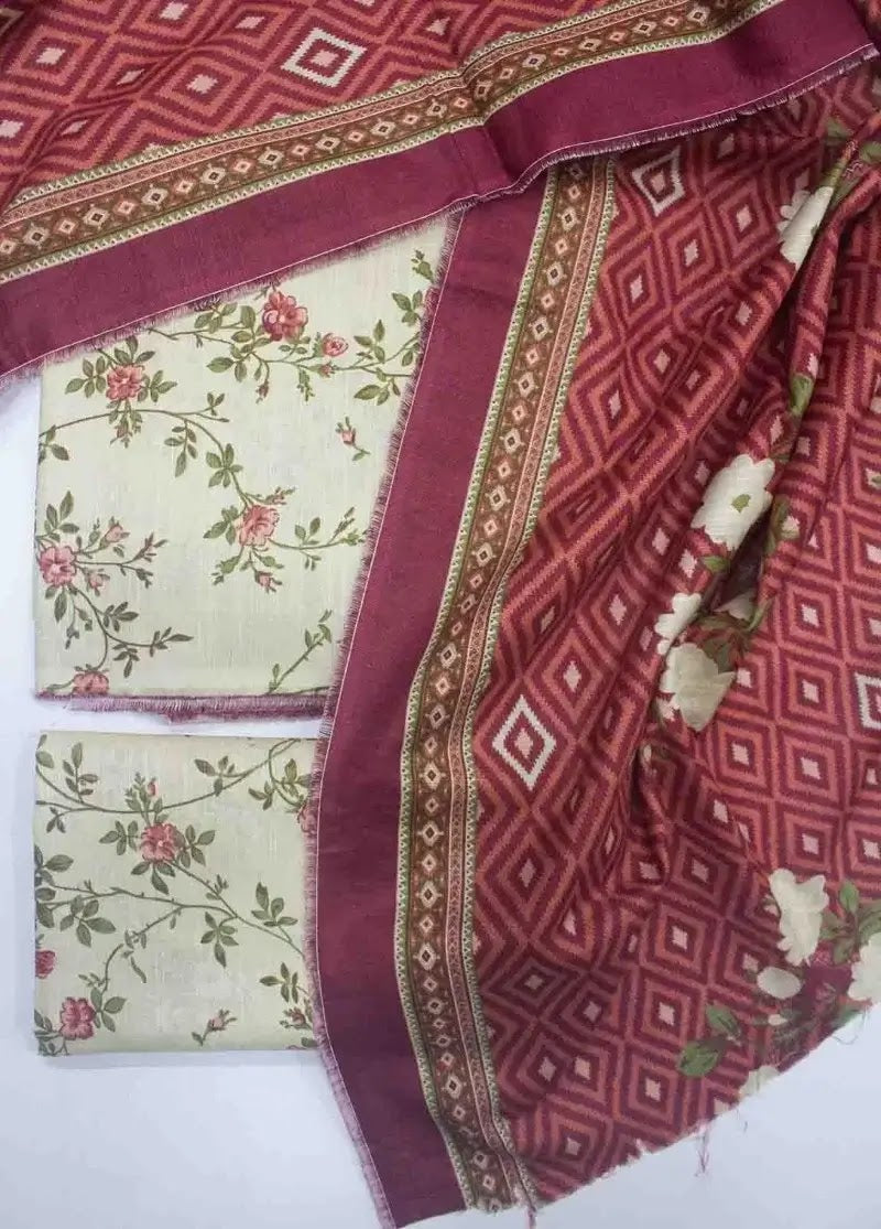 DPC-0701- 3 Piece Cotton Printed UnStitched Suit