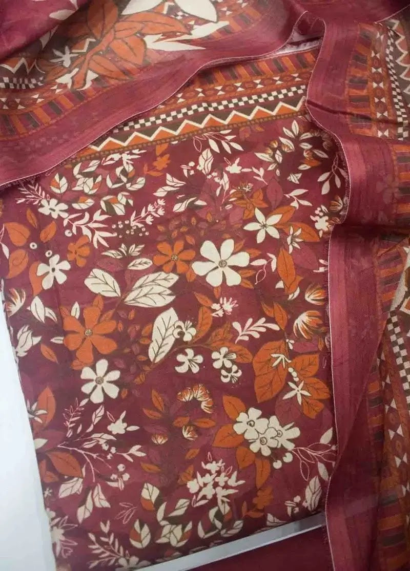 DPC-0702- 3 Piece Cotton Printed UnStitched Suit