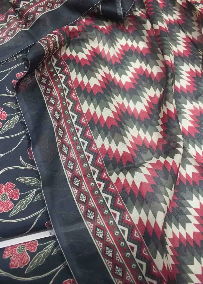 DPC-0703- 3 Piece Cotton Printed UnStitched Suit