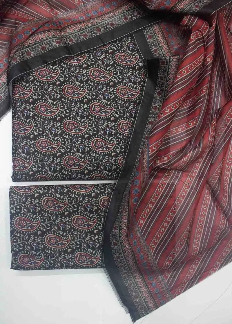 DPC-0706- 3 Piece Cotton Printed UnStitched Suit