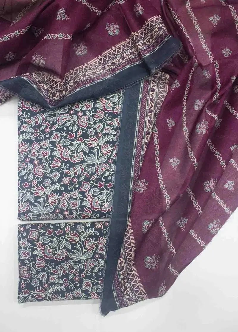 DPC-0707- 3 Piece Cotton Printed UnStitched Suit