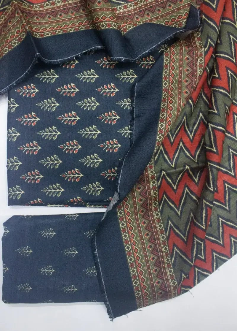 DPC-0718- 3 Piece Cotton Printed UnStitched Suit