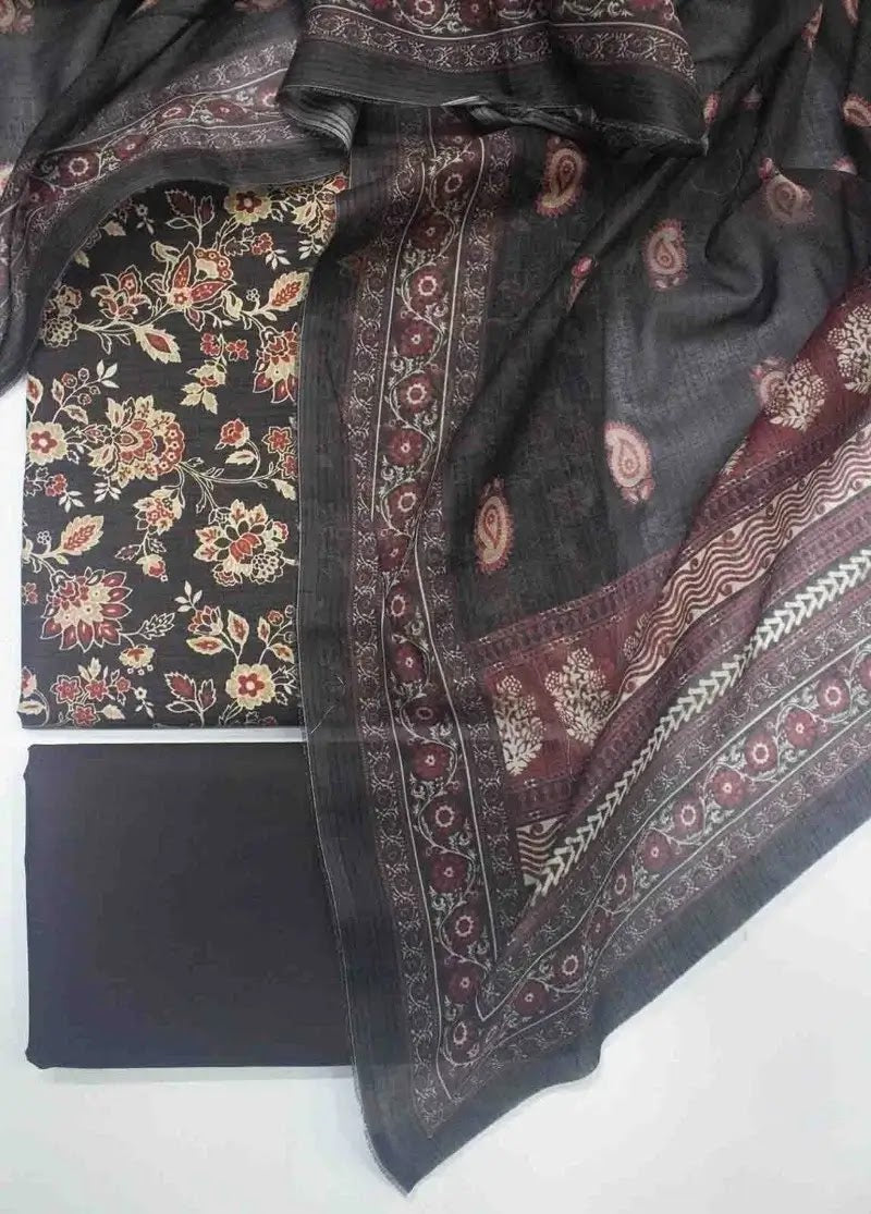 DPC-0725- 3 Piece Cotton Printed UnStitched Suit