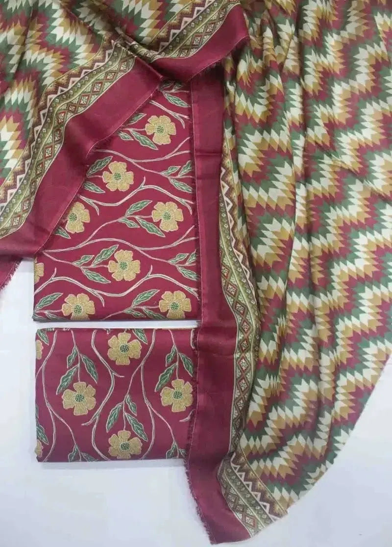 DPC-0731- 3 Piece Cotton Printed UnStitched Suit