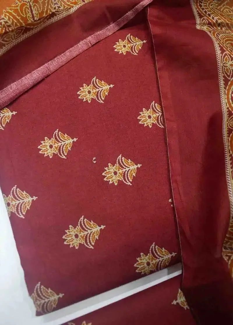 DPC-0732- 3 Piece Cotton Printed UnStitched Suit