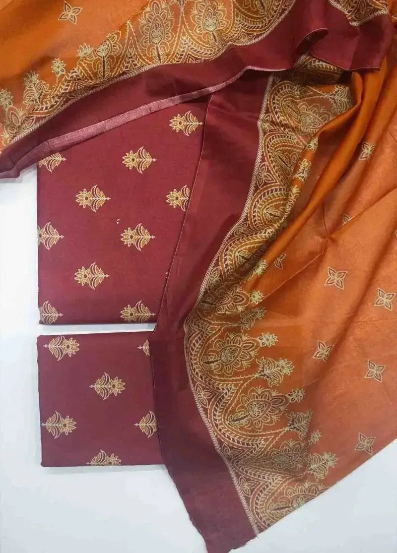 DPC-0732- 3 Piece Cotton Printed UnStitched Suit