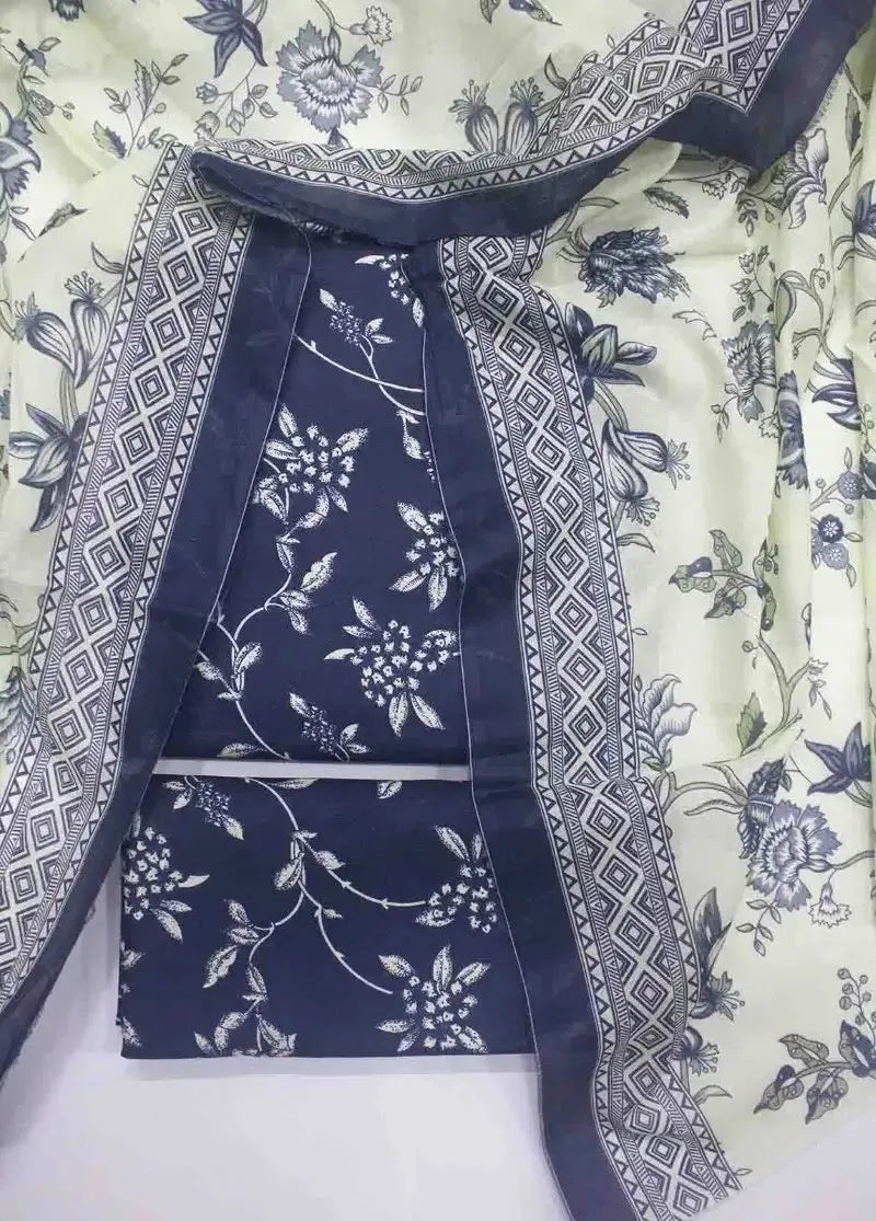 DPC-0739- 3 Piece Cotton Printed UnStitched Suit