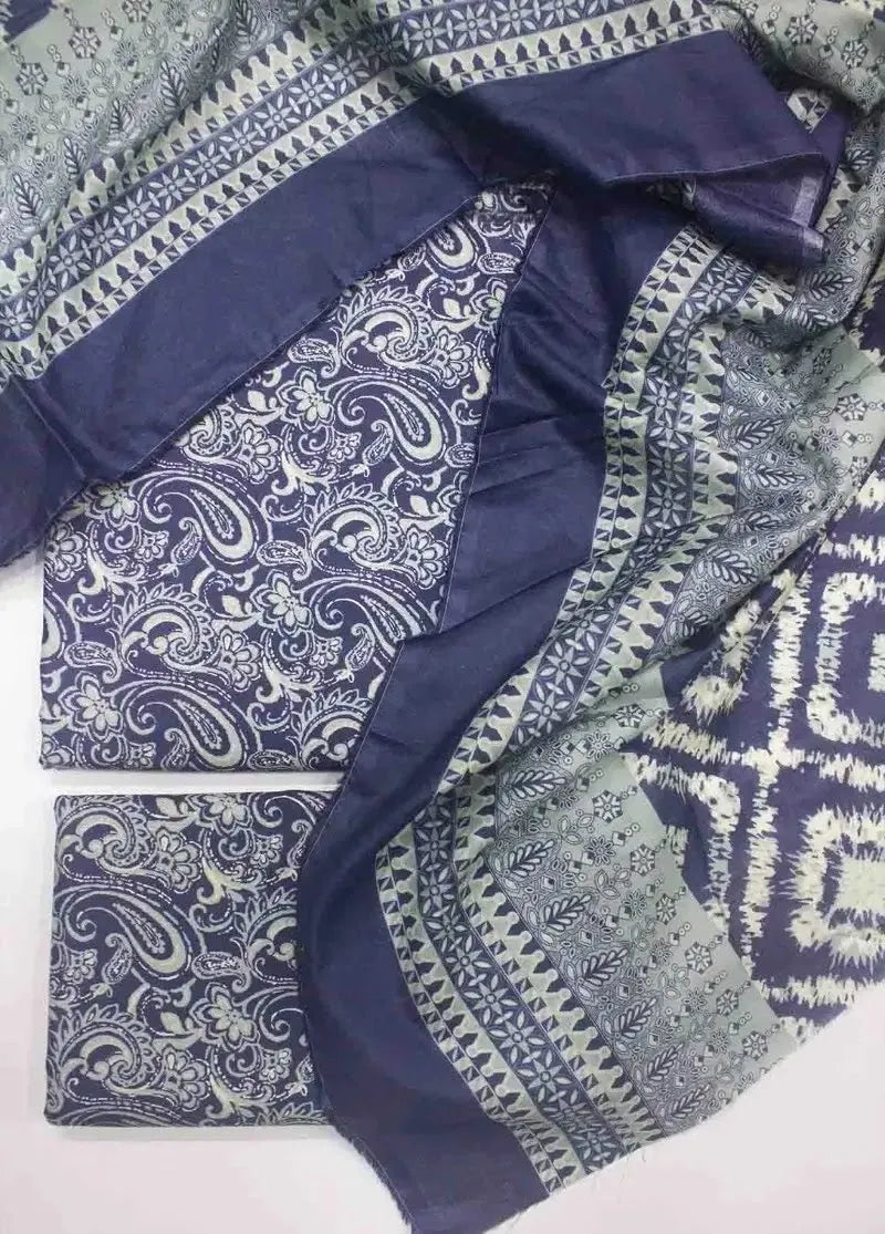DPC-0743- 3 Piece Cotton Printed UnStitched Suit