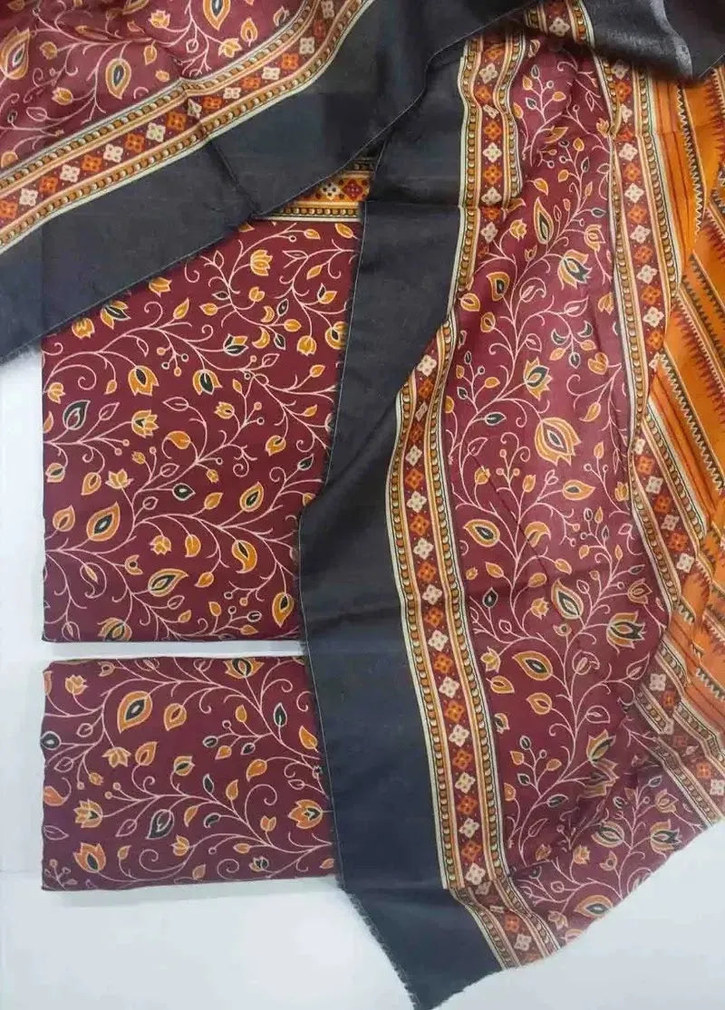 DPC-0745- 3 Piece Cotton Printed UnStitched Suit