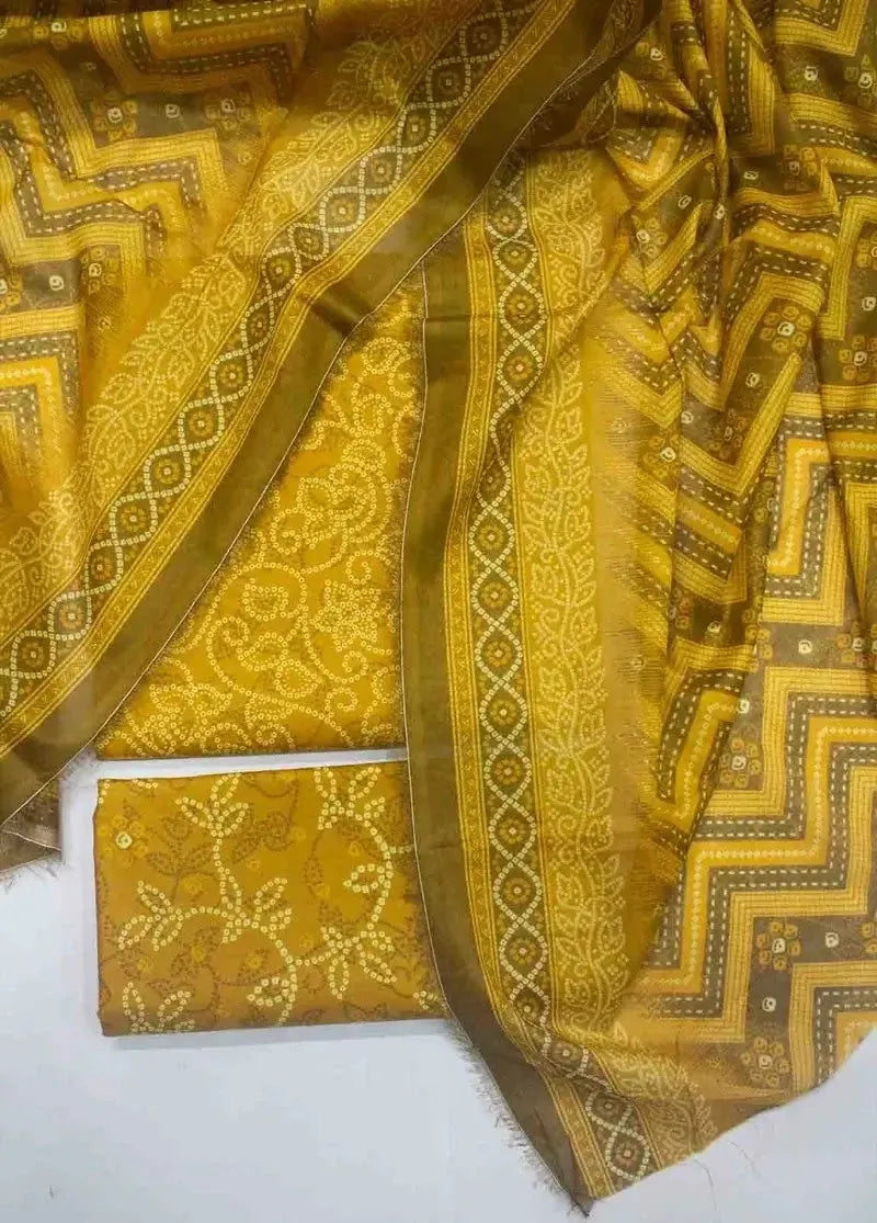 DPC-0748- 3 Piece Cotton Printed UnStitched Suit