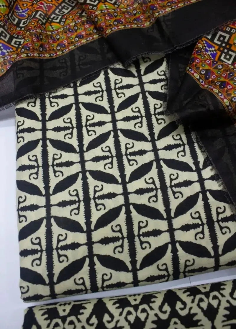 DPC-0752- 3 Piece Cotton Printed UnStitched Suit