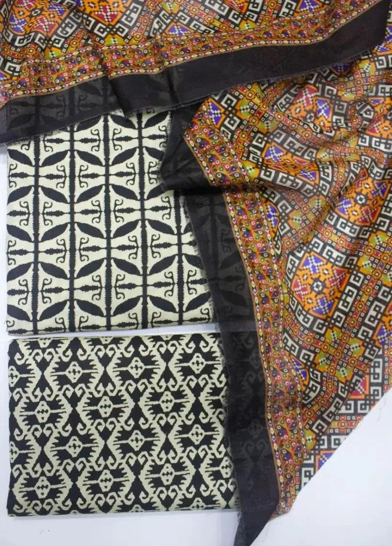 DPC-0752- 3 Piece Cotton Printed UnStitched Suit