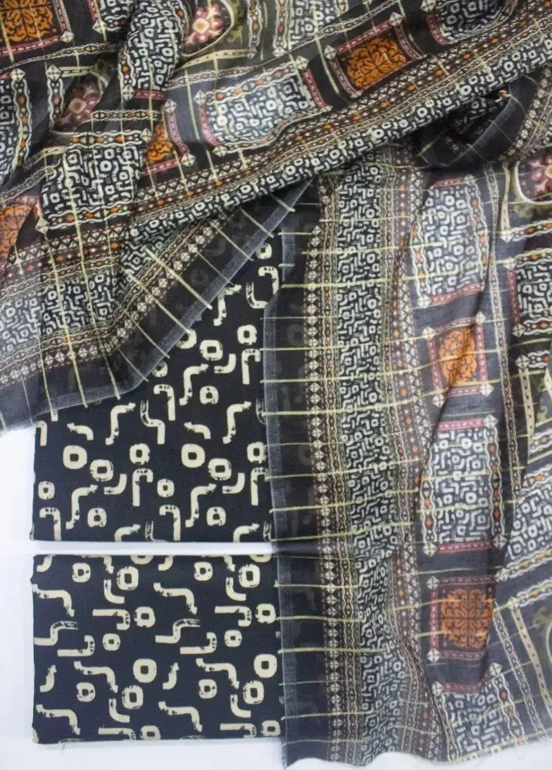 DPC-0753- 3 Piece Cotton Printed UnStitched Suit