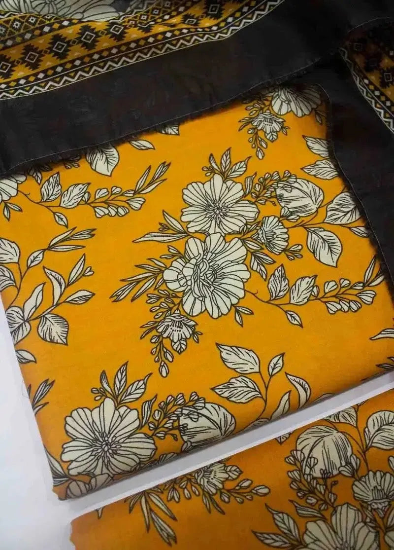 DPC-0754- 3 Piece Cotton Printed UnStitched Suit