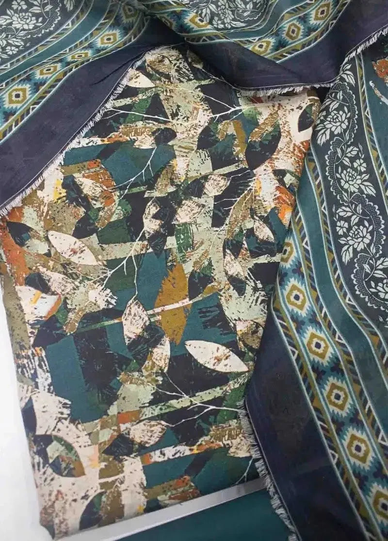 DPC-0757- 3 Piece Cotton Printed UnStitched Suit