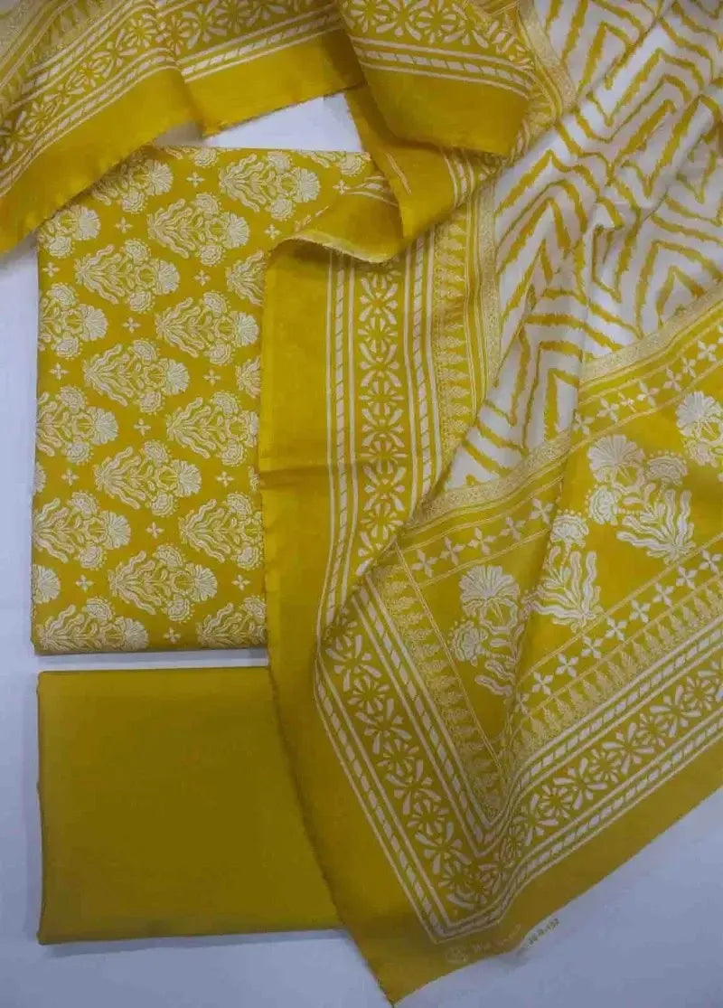 DPC-0759- 3 Piece Cotton Printed UnStitched Suit