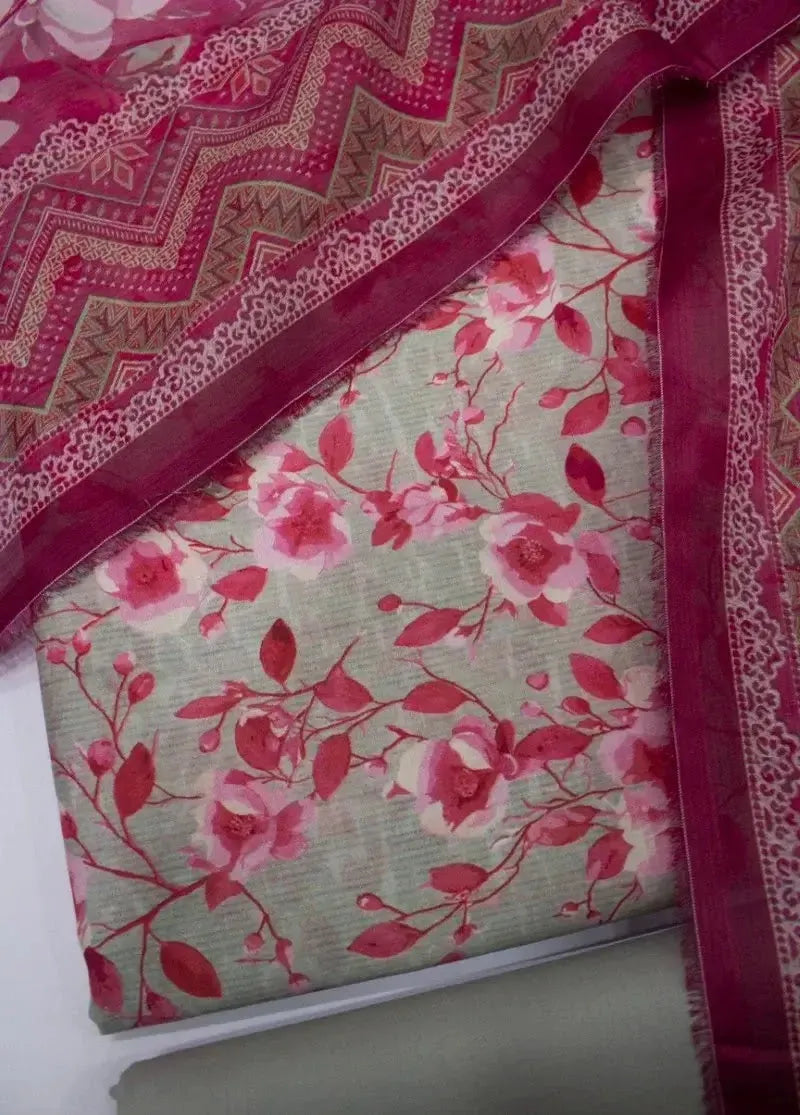 DPC-0760- 3 Piece Cotton Printed UnStitched Suit