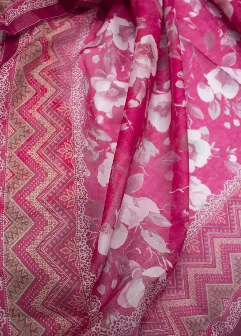 DPC-0760- 3 Piece Cotton Printed UnStitched Suit