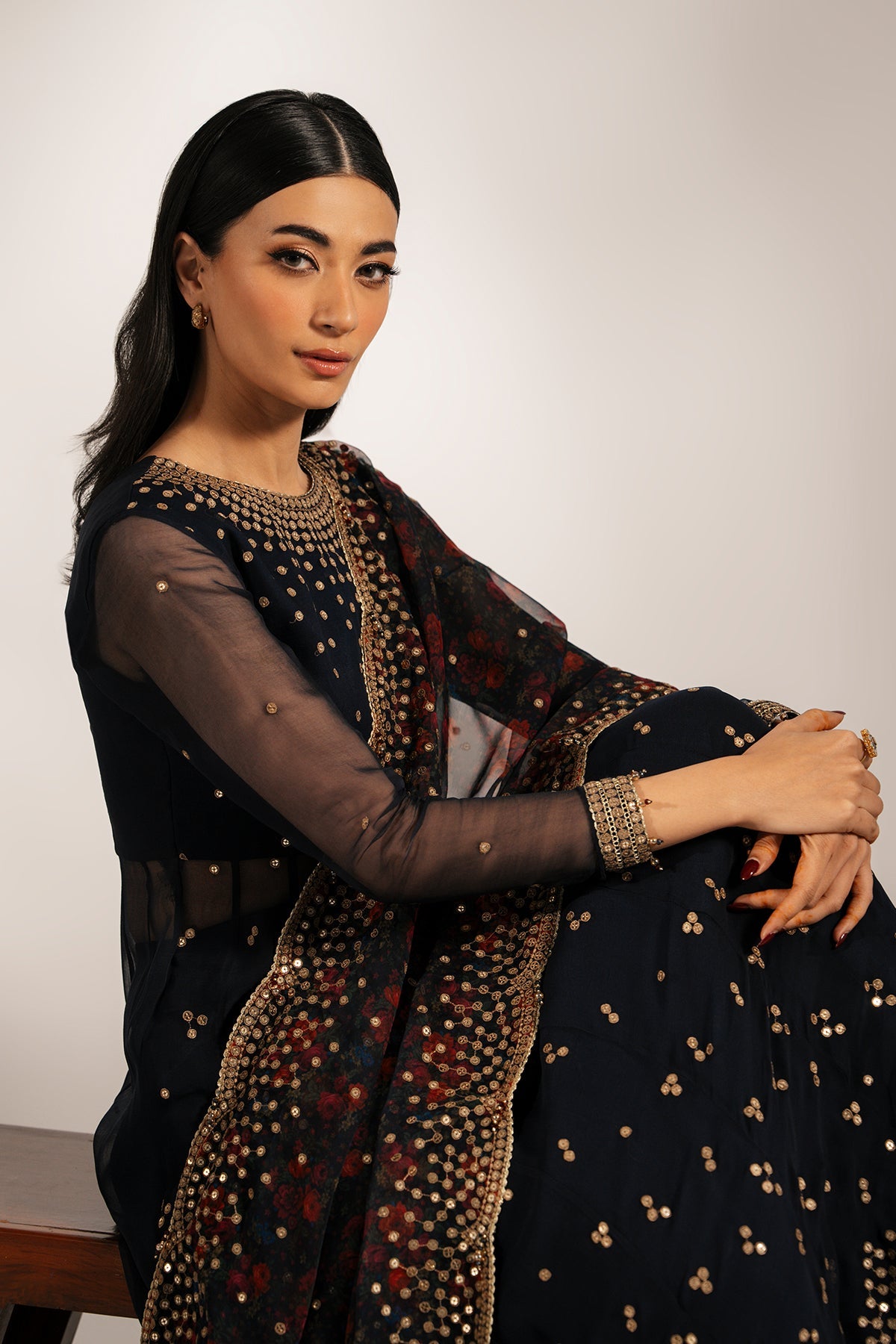 EMBROIDERED CHIFFON UC-3073
