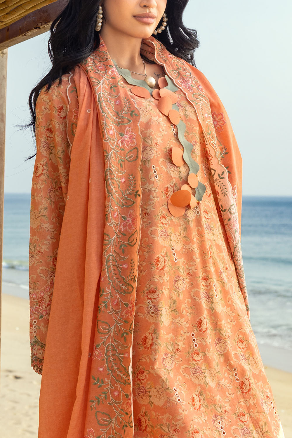 3 Piece Schiffli Embroidered Printed Lawn Suit with Embroidered Denting Dupatta DN-52021