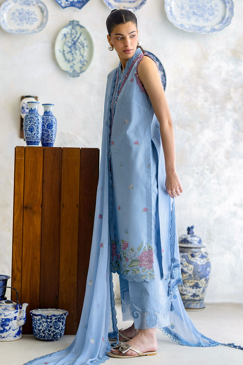 3 Piece Embroidered Lawn Suit with Chiffon Dupatta PM-62052