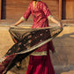 3 Piece Gold Printed Lawn Suit with Zari and Sequins Embroidered Chiffon Dupatta and Dyed Trouser BM-62041