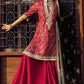 3 Piece Gold Printed Lawn Suit with Zari and Sequins Embroidered Chiffon Dupatta and Dyed Trouser BM-62041