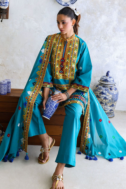3 Piece Embroidered Lawn Suit with Lawn Dupatta and Borders CL-52569