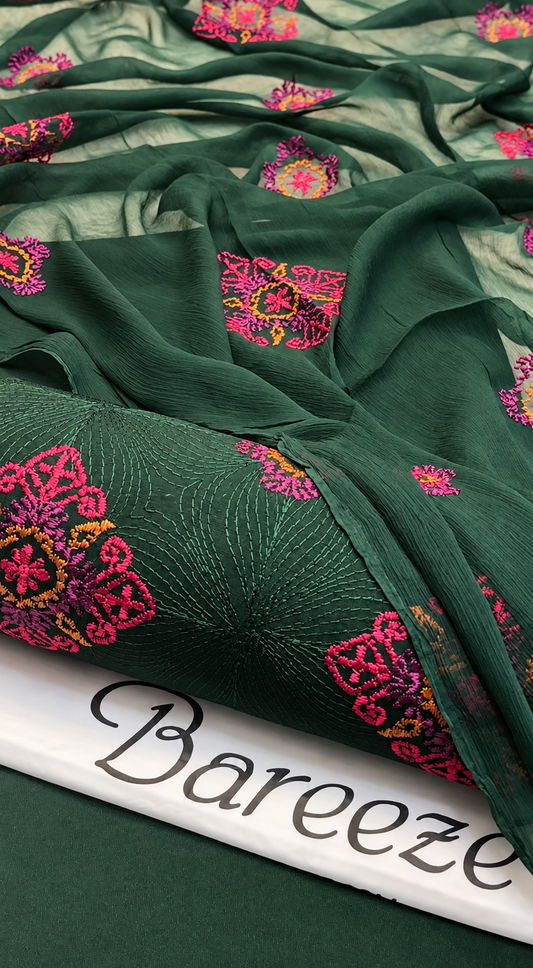 3PC Winter Karandi | Pure Chiffon Dupatta