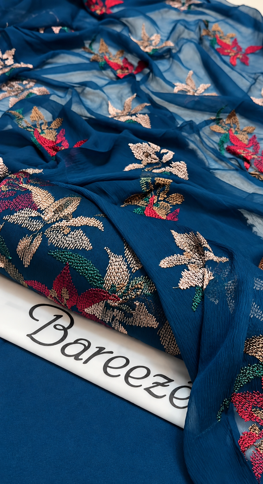 3PC Winter Karandi | Pure Chiffon Dupatta