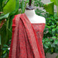 Ajrak Kerry Sharp Red – Organic Dye Hand Block Printed Unstitched Two-Piece (Shirt & Dupatta) | Ajrak Design Dress
