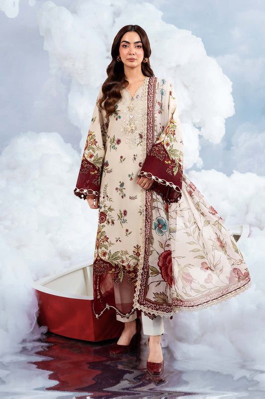 3 Pc Unstitched Embroidered Lawn Suit