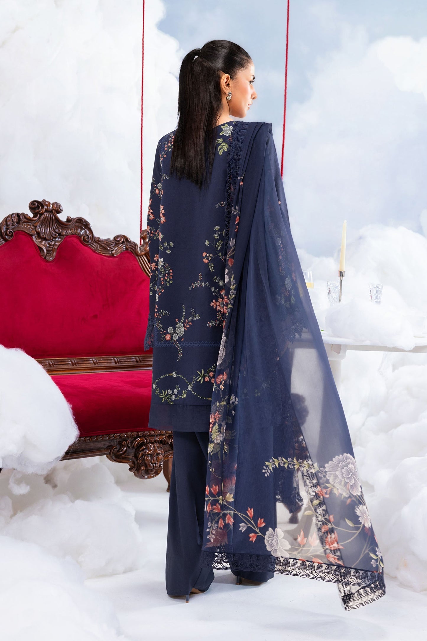 3 Pc Unstitched Embroidered Lawn Suit